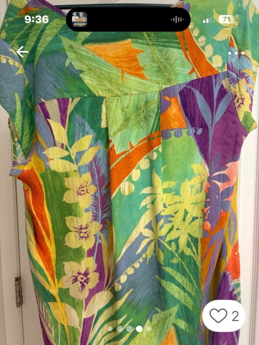 Jams world, Green Multi-Color Tropical Print Women’s Top - Picture 4 of 7
